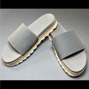 Sorel Women's ROAMING EASY SLIDES‎ Sandals Shoes Size 8 GREY/SEA SALT